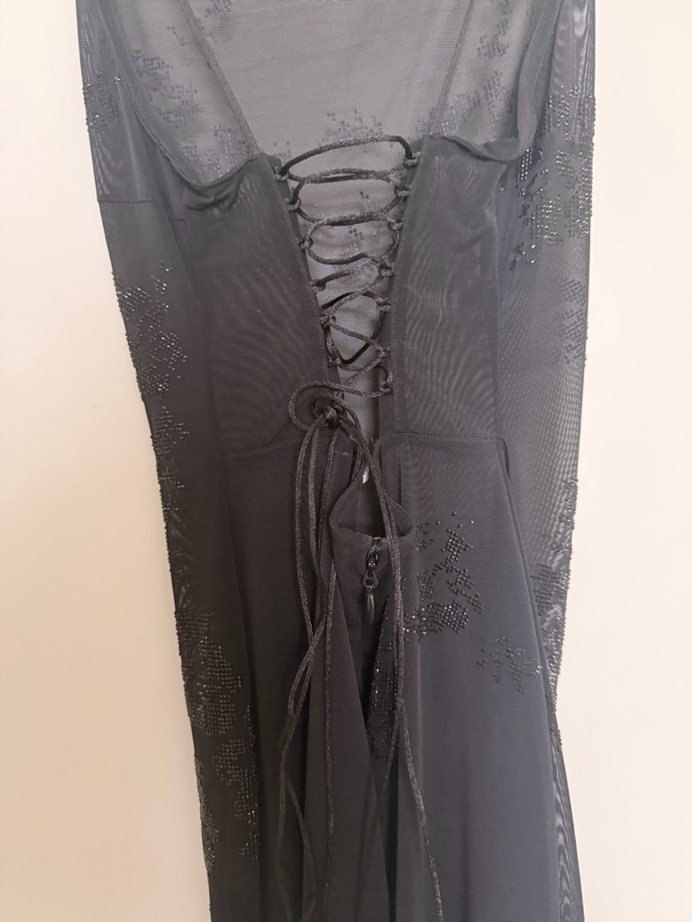 House of CB Amirah Black Mesh Crystal Midi Dress – Size S - Picture 4 of 8